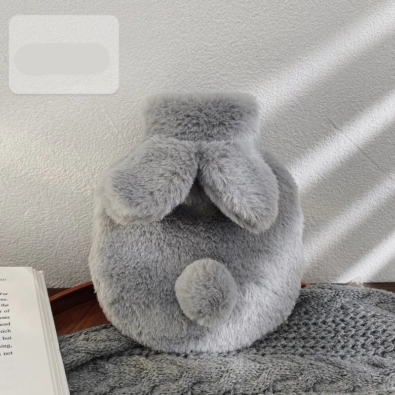 Bouillotte à eau chaude lapin en peluche - réchauffe main 300mL - enfant