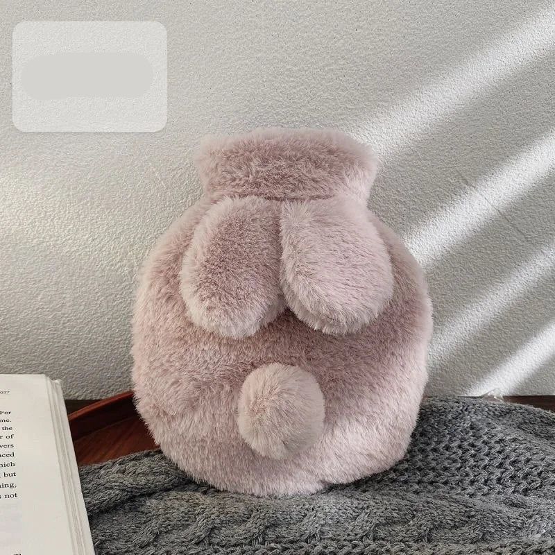 Bouillotte à eau chaude lapin en peluche - réchauffe main 300mL - enfant