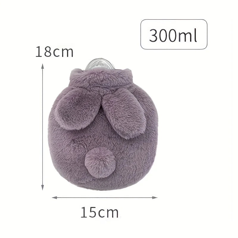 Bouillotte à eau chaude lapin en peluche - réchauffe main 300mL - enfant