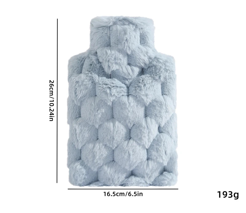 Bouillotte à eau chaude avec housse en peluche - imitation fourrure