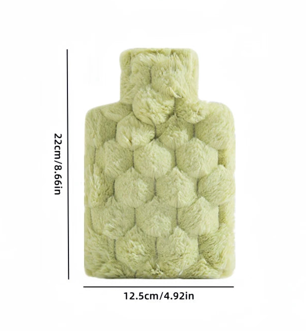 Bouillotte à eau chaude avec housse en peluche - imitation fourrure