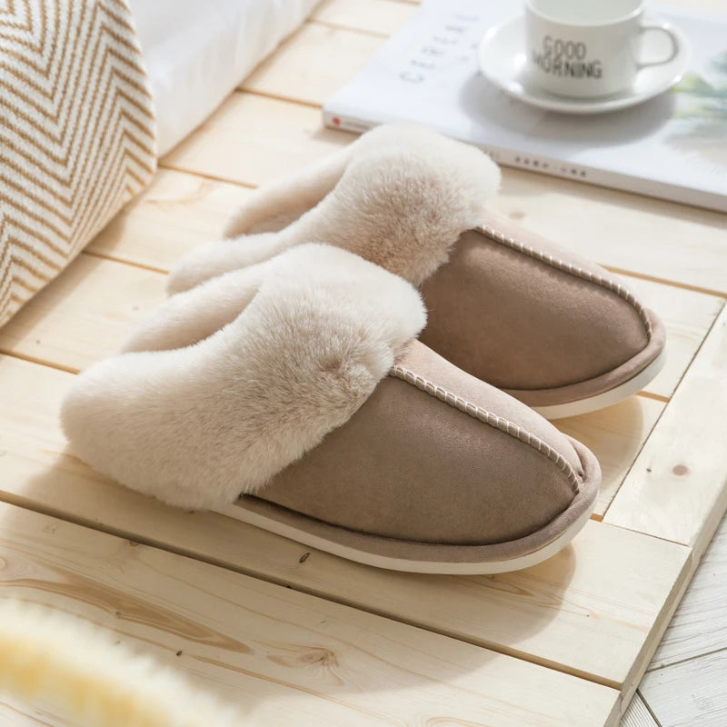 Pantoufles chaudes en coton velours – Chaussons antidérapants hiver