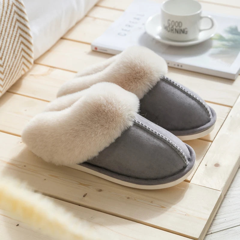 Pantoufles chaudes en coton velours – Chaussons antidérapants hiver