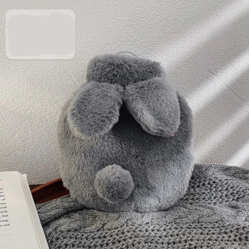 Bouillotte à eau chaude lapin en peluche - réchauffe main 300mL - enfant