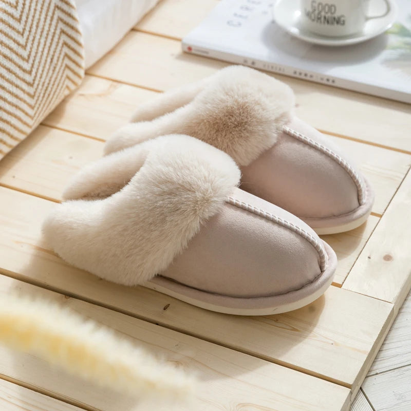 Pantoufles chaudes en coton velours – Chaussons antidérapants hiver